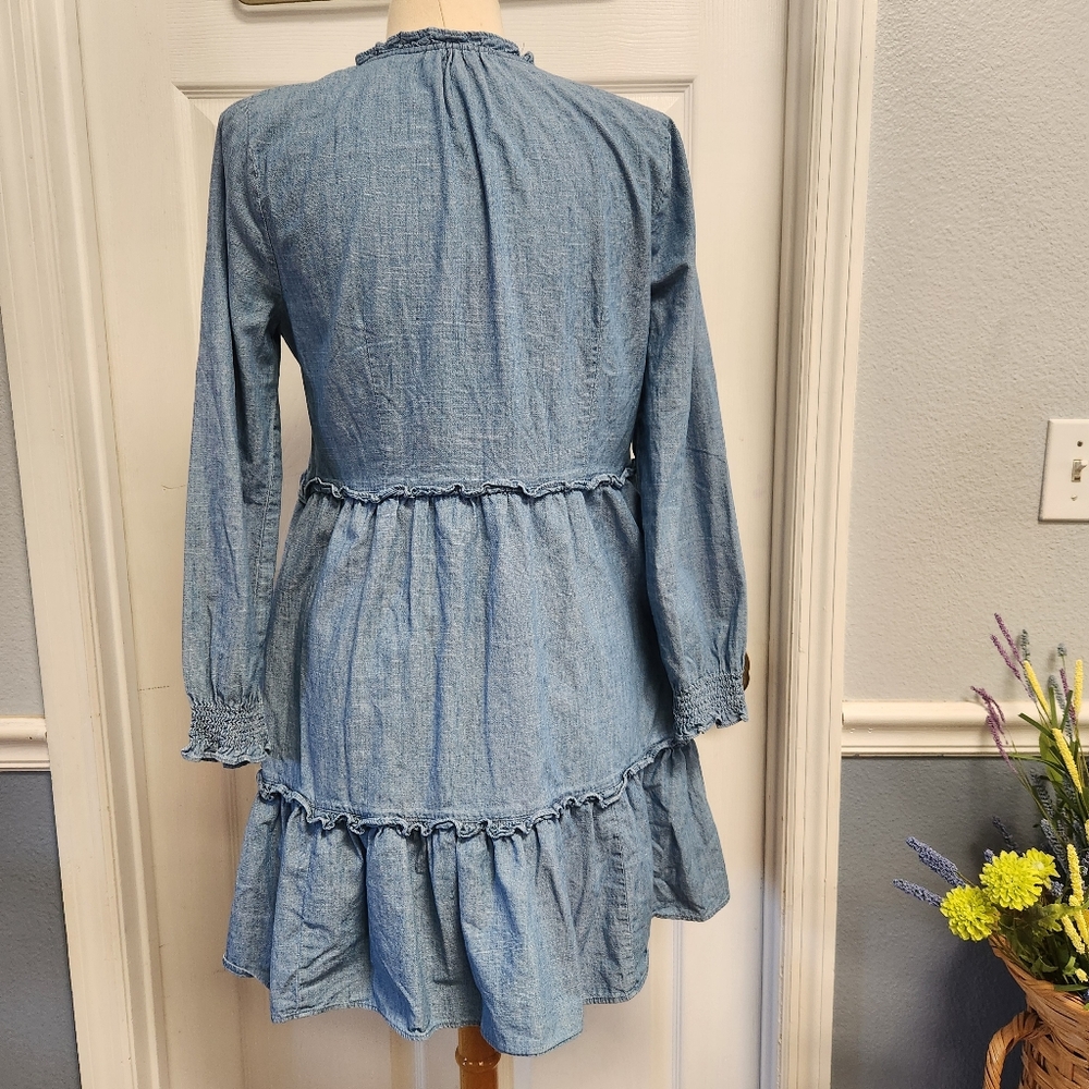 J. Crew Blue Long Sleeve Dress - Picture 8 of 14